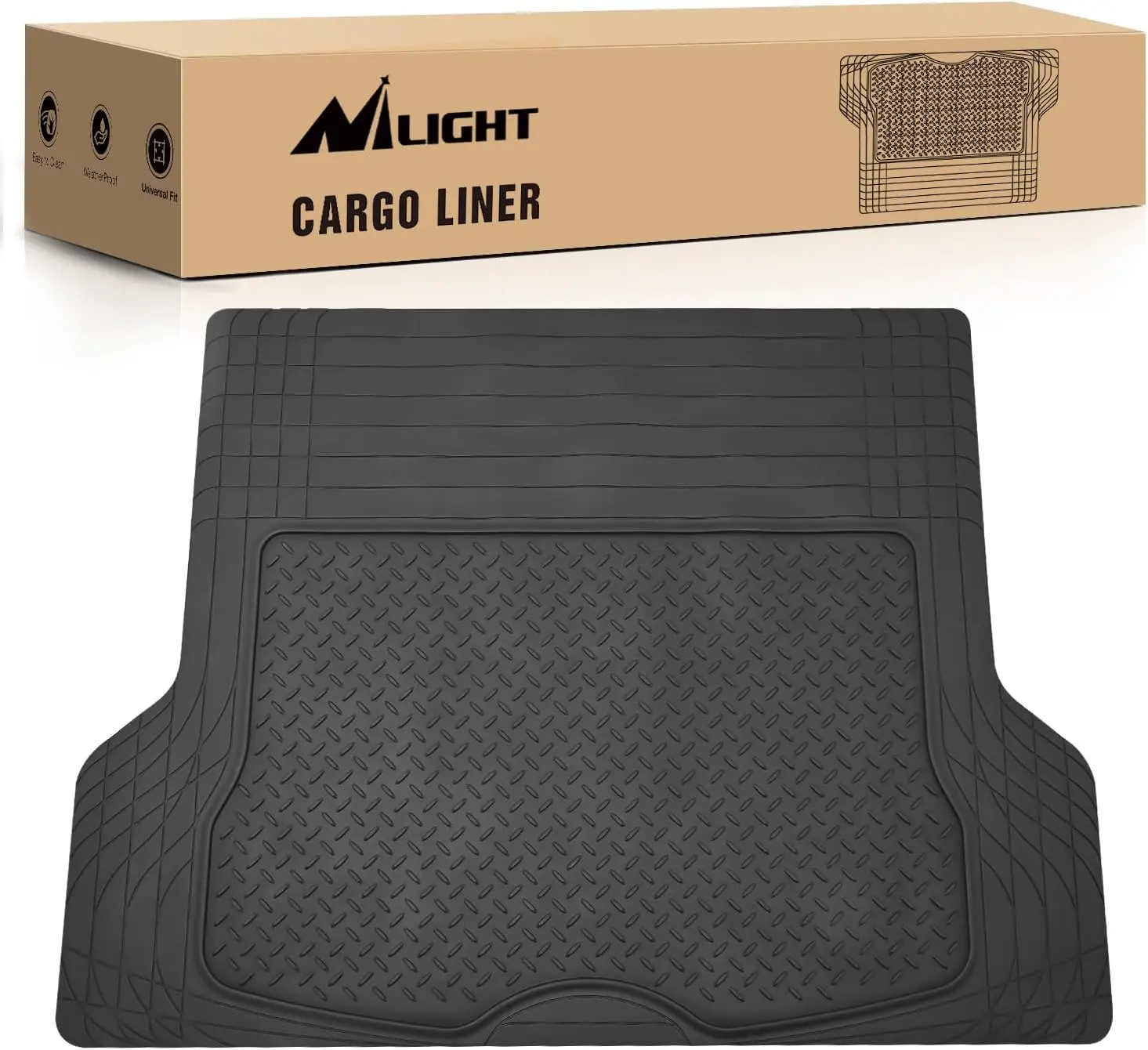 Nilight Heavy-Duty All-Weather Trim-Fit Car Floor Mats - Customizable Non-Slip Rubber Cargo Liners, Waterproof, Durable, Harmless, Easy to Clean for Most Cars, Trucks, SUVs