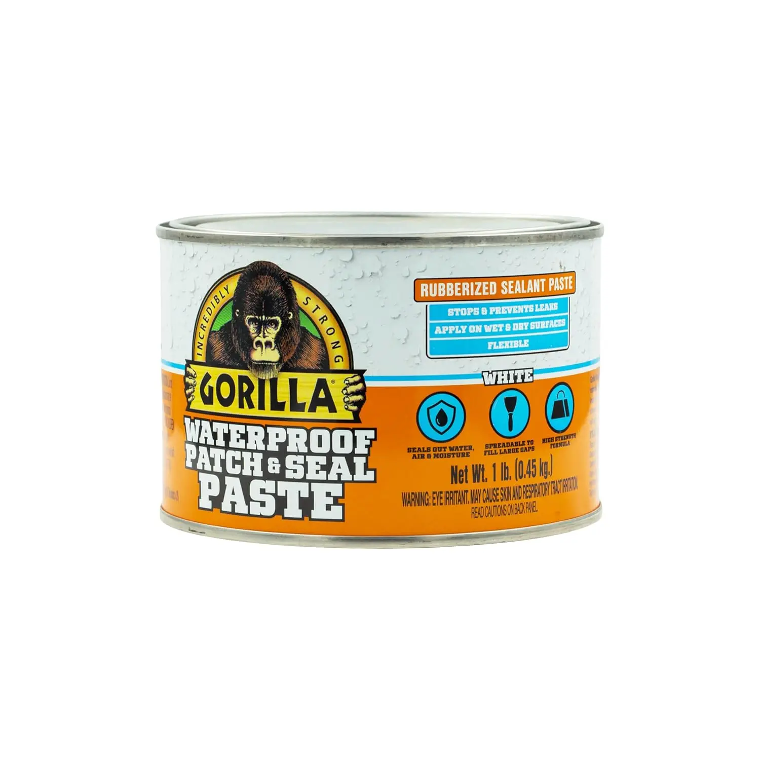 Gorilla Waterproof Patch & Seal Paste - White Rubberized Sealant Paste for Wet, Dry Surfaces - 1 lb