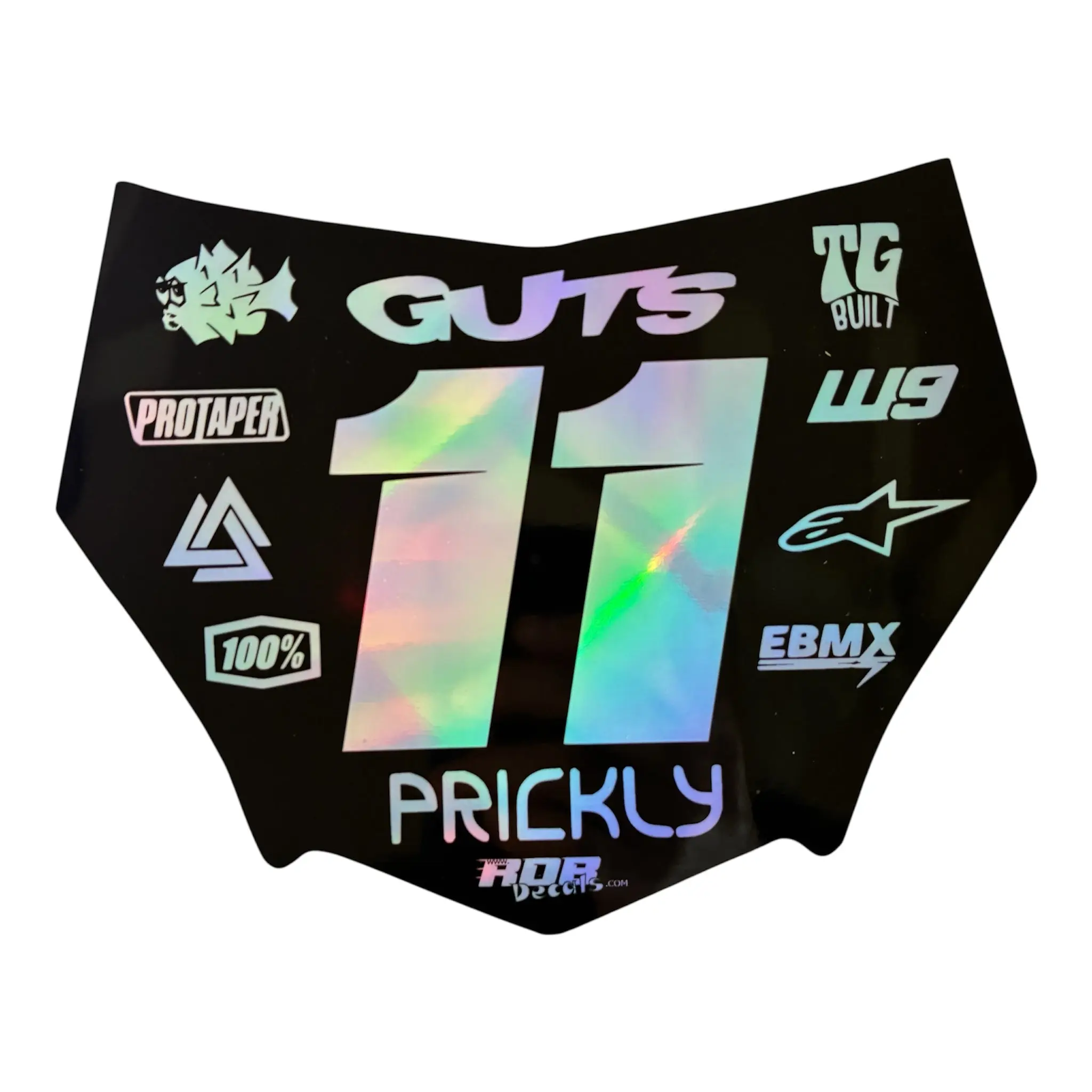 MotoCutz Plate Decal — 11 Logo — Holographic Chrome
