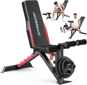 OPPSDECOR 1200LBS Weight Bench with Wide-Range Leg Extension & Curl (Full ROM), Adjustable Workout Bench Press with Wheels & Handle, Incline/Flat Weight Bench for Home Gym Strength Training