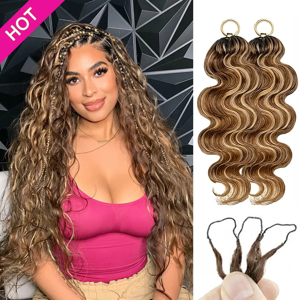 【New Color】Asakiss Highlight Blend Crochet Human Hair, Body Wave Honey Blonde with #4 Chocolate Brown, Miracle Knots Knotless Pre-Separated, 50g, 40 Strands per Pack, Time-Saving, 4-5 Packs for Full Head, Summer Vacation Protective Style, Crochet Hair Hum