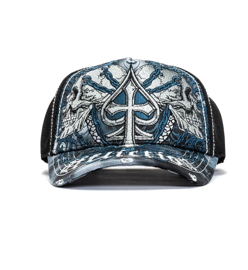 Affliction Men's Charred Martyr Adjustable Snapback Hat - Stylish Casual Fashion Accessory, Baseball Cap Adjustable, Flatbill Snapback Cap, Casual Wear, Graphic Print, Heavy Stitching