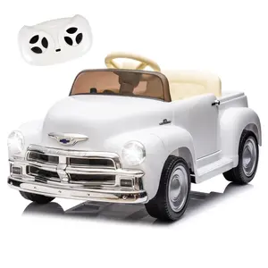 Licensed Chevrolet 3100 Vintage 12V Kids Electric Ride-On Truck for Playtime, Parent Control, 3 Speeds, LED Lights, Bluetooth, USB, High-Fidelity Sound, Battery Level Display, 4.35 km/h High-Power Speed