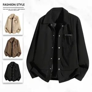Vintage Workwear Jacket, Collared Multi-Pocket Coat, Comfortable Vintage Style Men's Outerwear for Daily Wear and Commuting