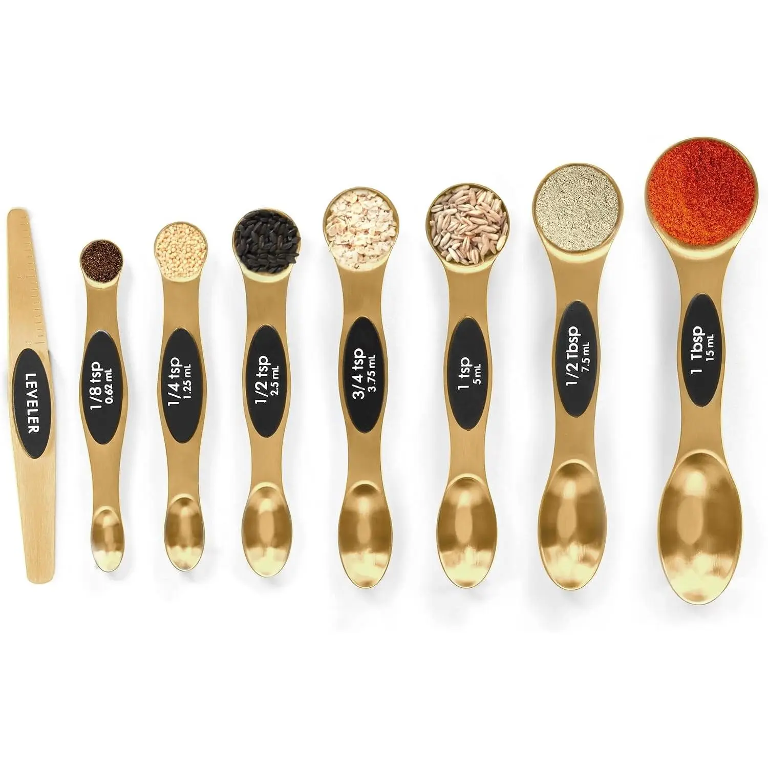 Magnetic Measuring Spoons Set Stainless Steel, Measuring Spoons with Leveler, Stackable Measuring Spoon Set for Baking & Cooking, Double-Sided Metal Tablespoon & Teaspoon Measuring Spoons, Fits Spice Jars, Kitchen Gadgets & Apartment Essentials