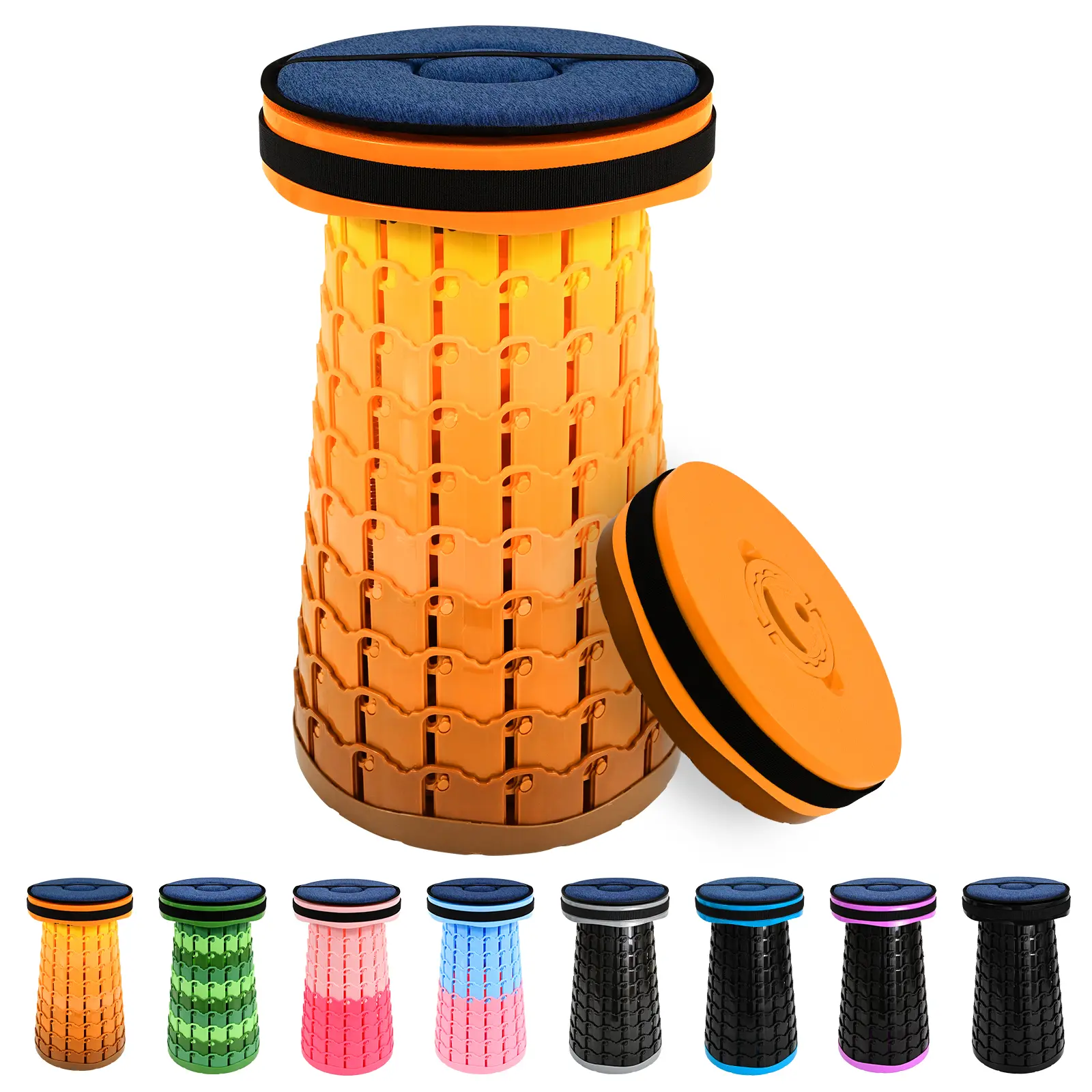 Upgraded Thickened Expandable Portable Folding Stool with Seat Cushion and Backpack for Daily Outings Queuing Fishing Hiking Barbecuing Parties Picnics Subways Outdoor Activities，#portable and practical #Halloween #BBQ