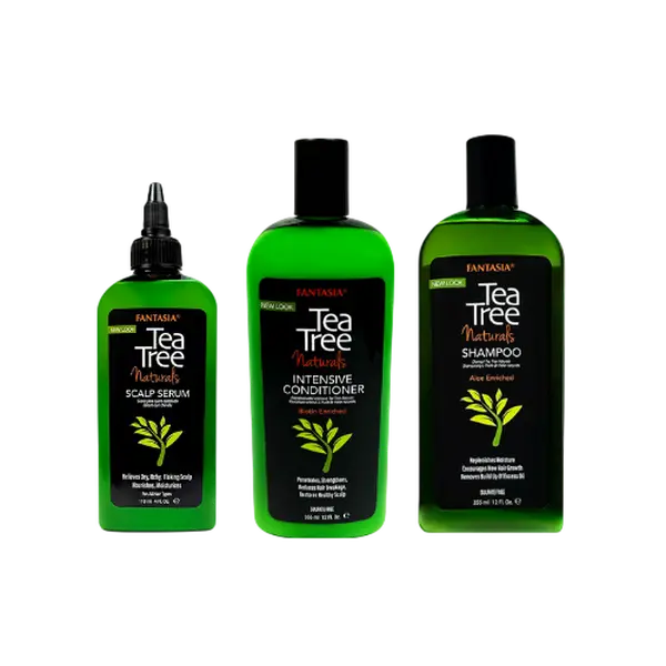 Fantasia IC Tea Tree 3-Piece Hair & Scalp Treatment Kit with Hydrating Shampoo, Intensive Moisture Conditioner & Scalp Serum, Tea Tree Oil, Itchy Scalp Relief