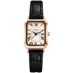 OIDEA Women's Petite Square Roman Numeral Dial Leather Watch - Slim PU Band Classical Fashionable Small Water-Splashing Quartz Wristwatch for Women (Summer Style), Watches For Women, Small Quartz Watches