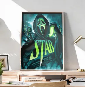 Neon Green Scream Ghostface Art | Retro Horror Film Poster | Halloween Home Decor