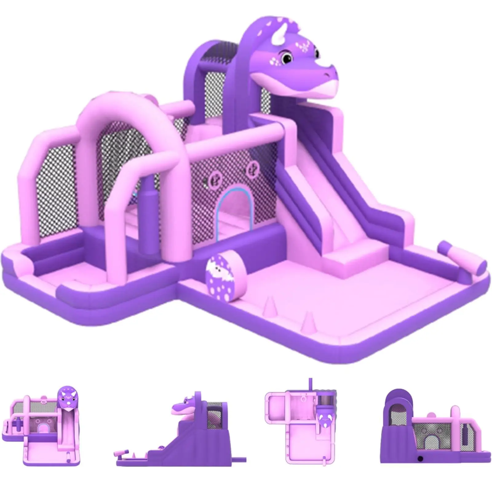 Bounce House, Inflatable Dinosaur Bouncer with Slide and Air Blower, Oxford Cloth Jumping Castle for Kids, Durable Sewn Bouncy House with Large Play Area for Backyard, Indoor & Outdoor Family Fun