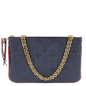 Pre-owned Louis Vuitton Leather Crossbody Bags Double Zip Pochette Monogram Empreinte Crossbody Bag Navy Blue