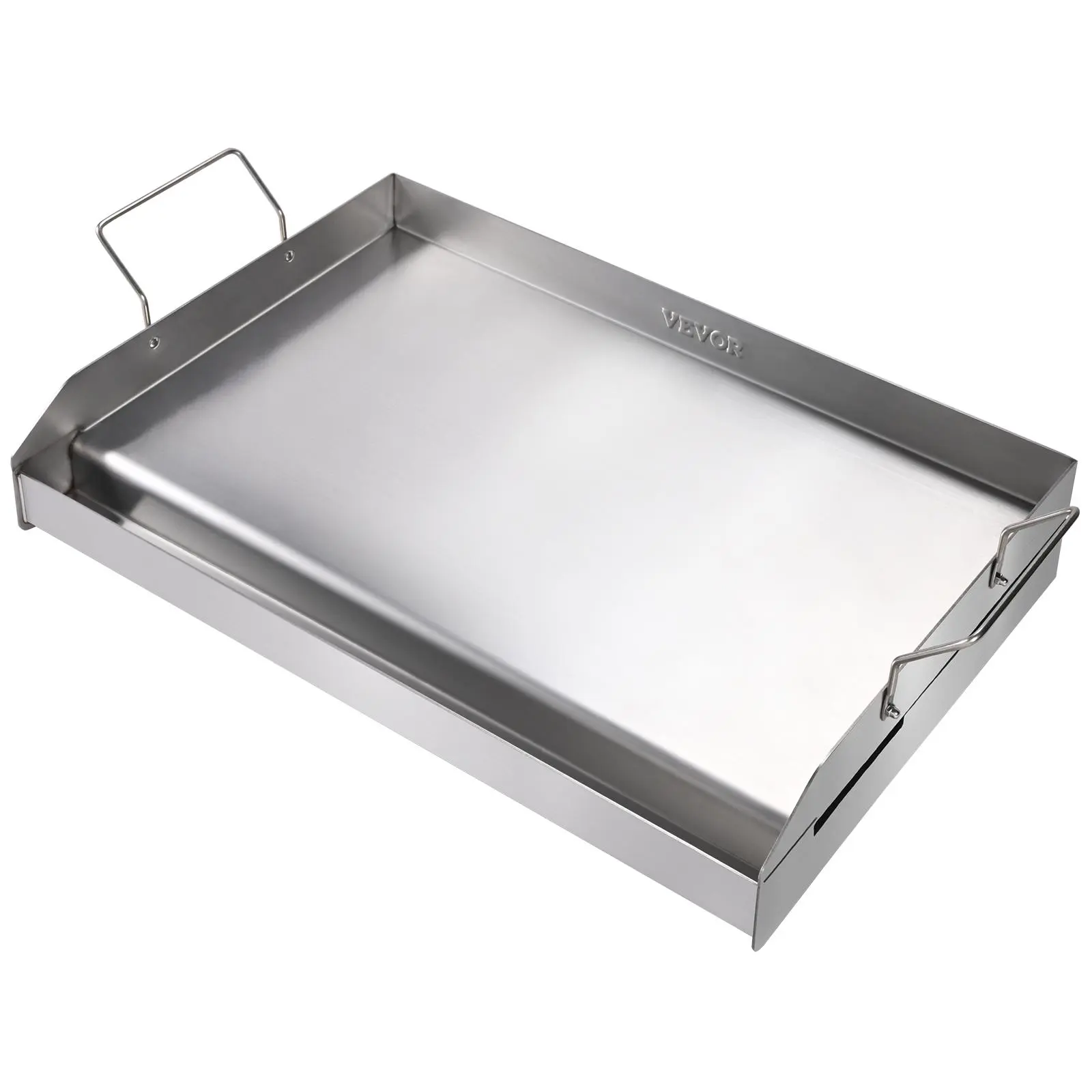 【SummerFinds】VEVOR Stove Top Griddle,  23.5"x16" Pre-Seasoned Stainless Steel Griddle, Rectangular Double Burner Griddle Pan, Non-Stick Family Pan Cookware with Handles and Oil Groove, for BBQ, Gas Grills, Silver