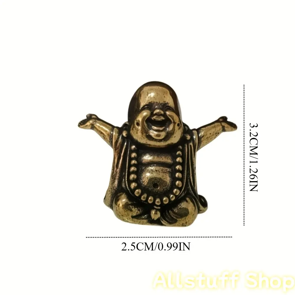 Copper-Carved Buddha Brass Ornament - Minimalist Religious Decorations, Handheld Collectible Craft, Desk Decor