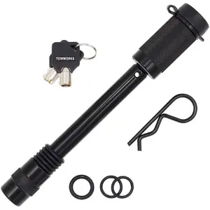 79831 Keyed Unique 5/8" Trailer Hitch Lock with Extra Long 4-1/2" Span, Double Safety Tow Hitch Locking Pin for 3" Receivers and Adjustable Channel Mounts