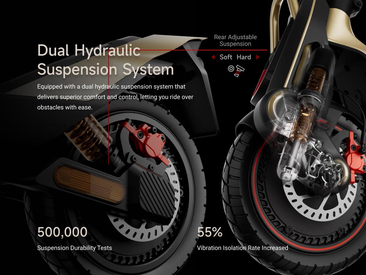 NAVEE UT5 Ultra X Electric Scooter, 43.5 mph, 74.6 Miles Range, 2400W*2 Peak Motor & Dual Suspension & Disc Brake, 12" Tires, Flash Charge Off-Road Scooter Adults