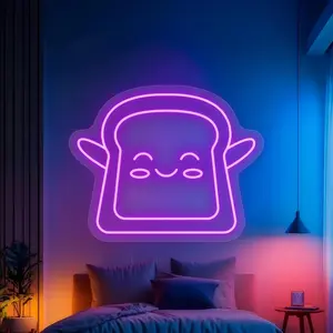 USB Powered Cute Toast Neon Sign, Kawaii Bread Shaped LED Light Sign, Breakfast Food Neon Light, Ambient Decor For Kitchen Bedroom Restaurant Bakery, Wall Light For Birthday Party