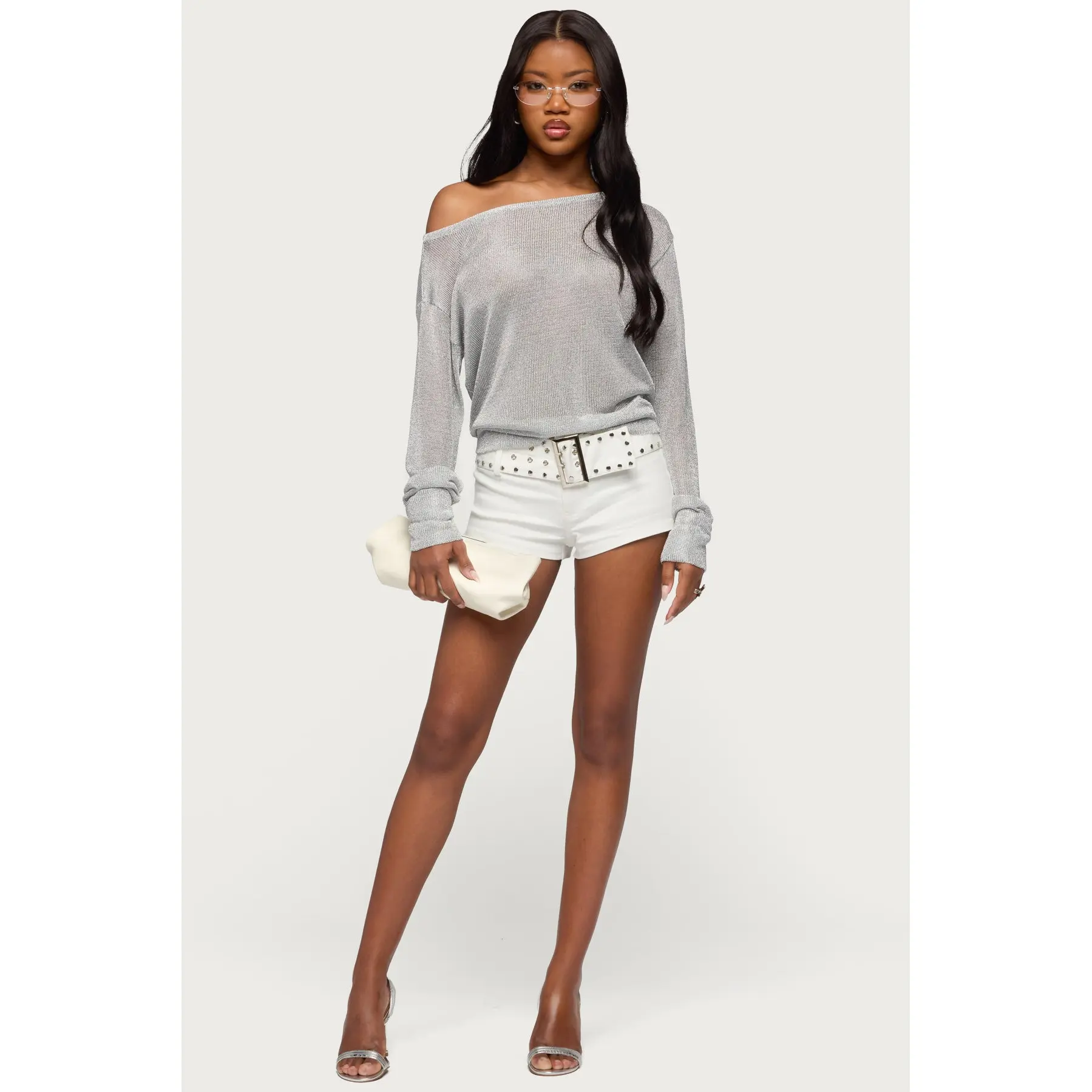 Studded Belt Denim Micro Shorts