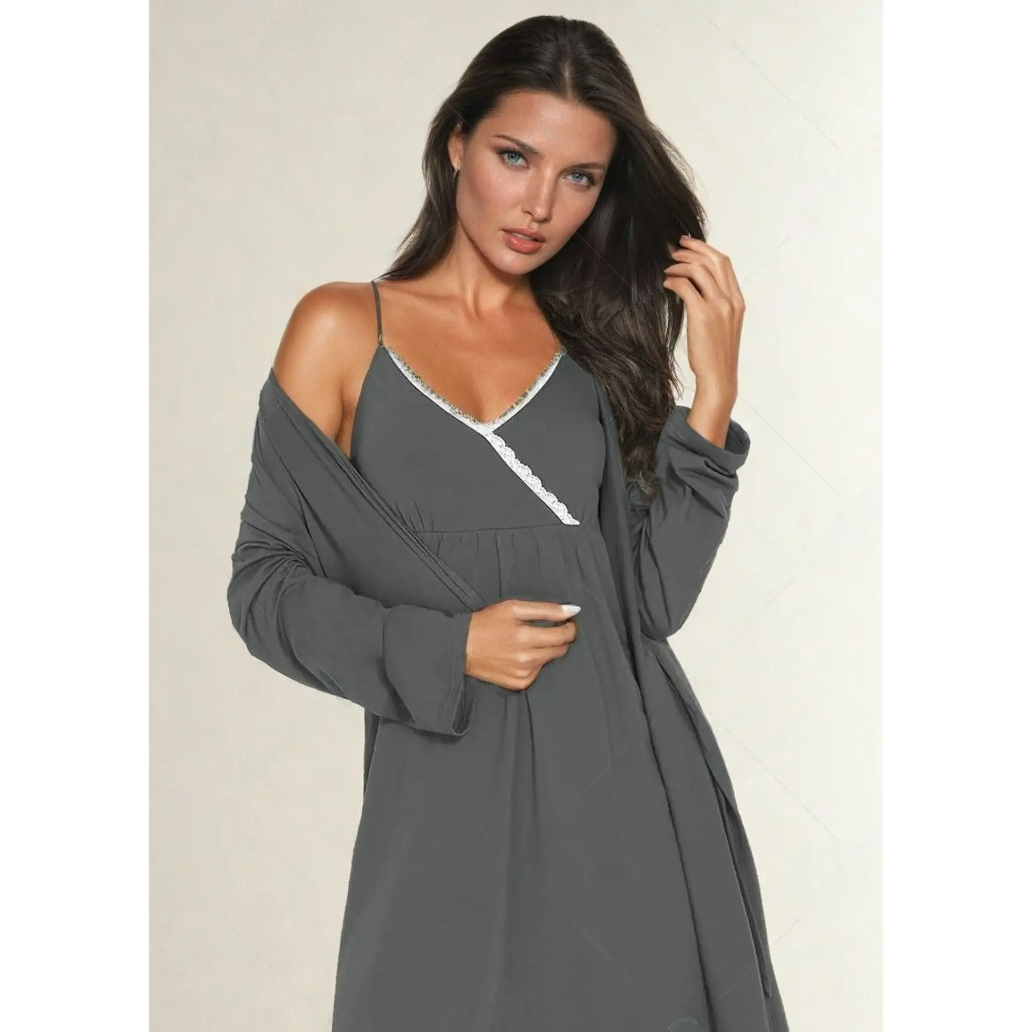 3-Piece Maternity Nursing Nightgown & Robe Set