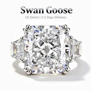 S925 Sterling Silver 12.0ct  Luxurious  Radiant Cut Engagement Ring Jewelry,5A Grade Cubic Zirconia Women's Promise Ring, Anniversary Gift Ring for Women,Elegant All-match Fashion Accessories for Daily wear