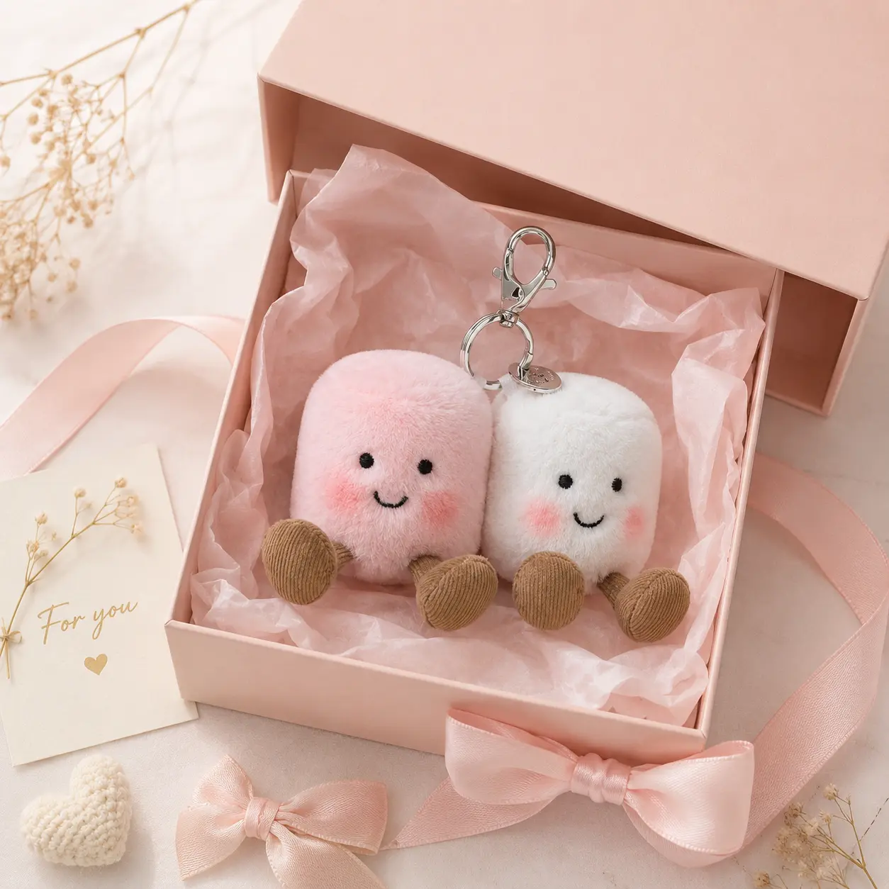 ShamrPair of Marshmallows Bag Charm, Cute Pair of Marshmallows Bag Charm, Marshmallows Keychain