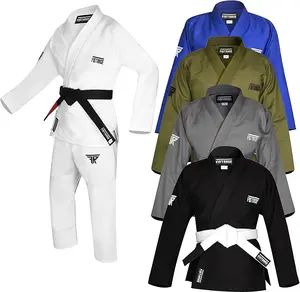 FISTRAGE Brazilian Jiu Jitsu Gi Kimono Martial Arts Uniform for Men & Women Training Competition Lightweight with Belt in White Blue Olive Grey and Black
