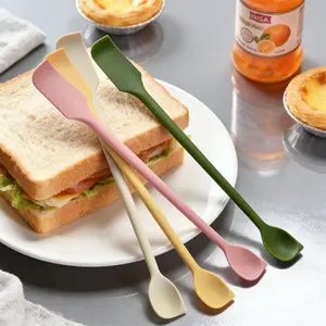 2 in 1 Silicone Jam Spatula, 1 Count Double-ended Jam Scraper, Household Double-ended Mixing Stick, Kitchen Baking Tool, Kitchen Accessories, Baking Utensils Supplies, Bakeware, Home Baking Supplies-MM1