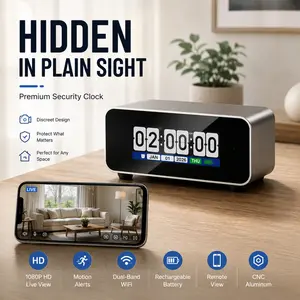 Hidden Camera Spy Clock - 1080P HD Wireless Security Camera with Live View, Rechargeable Battery, Motion Alerts, Remote App Control for Home Defense Nanny