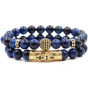 Natural Stone Beaded Bracelet Frosted Tiger Eye Bracelet