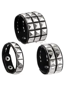 Unisex Punk Leather Bracelet with Studs, Gothic Rock Style Pointed End Bangle, Halloween Party Accessory, Birthday Gift Idea, Punk Style Jewelry