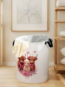 Durable Foldable Laundry Basket with Cow Print Handle, Folding Laundry Basket, Large Capacity Storage Bin for Home Use, Casual Toy Organizer, Laundry Bin Sorter, Laundry Hamper