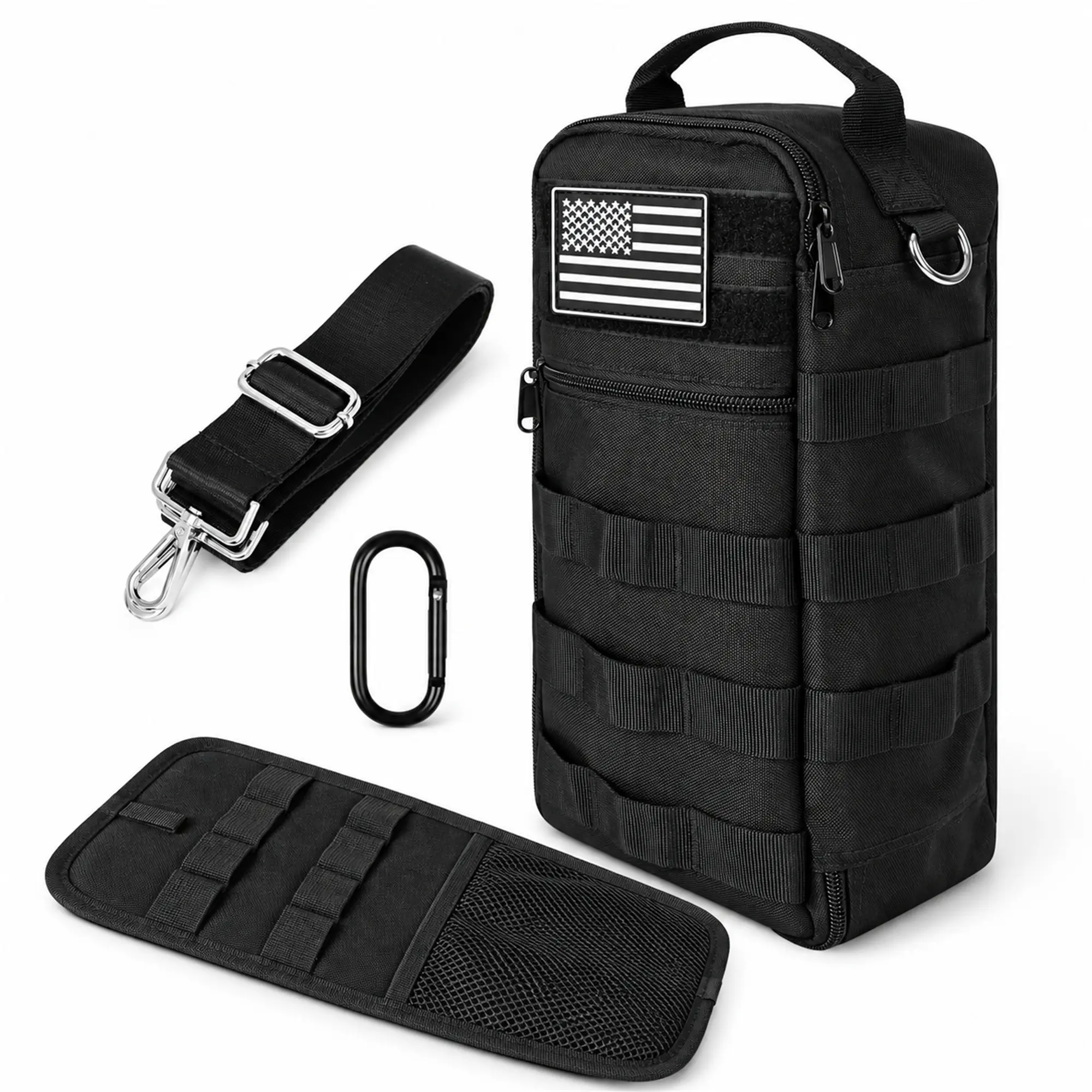 RSRYZD Construction Tool Organizer for Electricians, 13x6.3x4.72 inch Heavy-Duty 900D Oxford Stands Up to Daily Jobs Bag, Work Accessories with Comfortable Shoulder Strap Design, Waterproof Coating, Belt Loop, 2-Compartment Pouch for Small Jobs