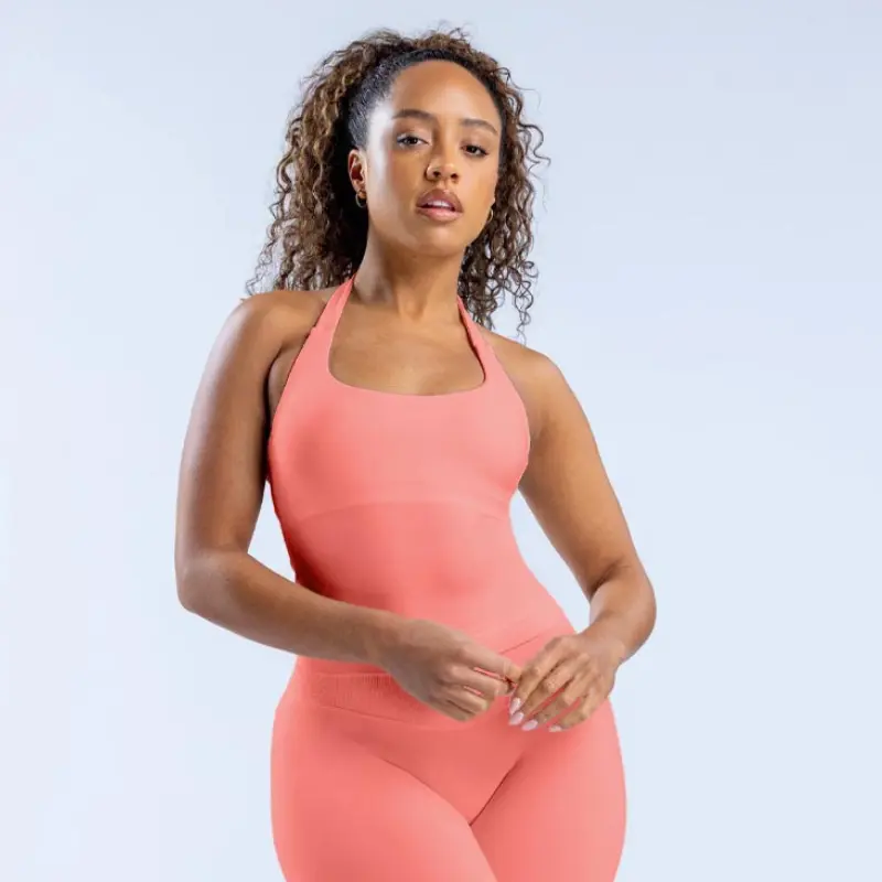 DFYNE Impact Halter Top - High-Neck Halter Workout Top Featuring aSmooth Sculpting Fit, Lightweight Stretch Fabricand Comfortable Support