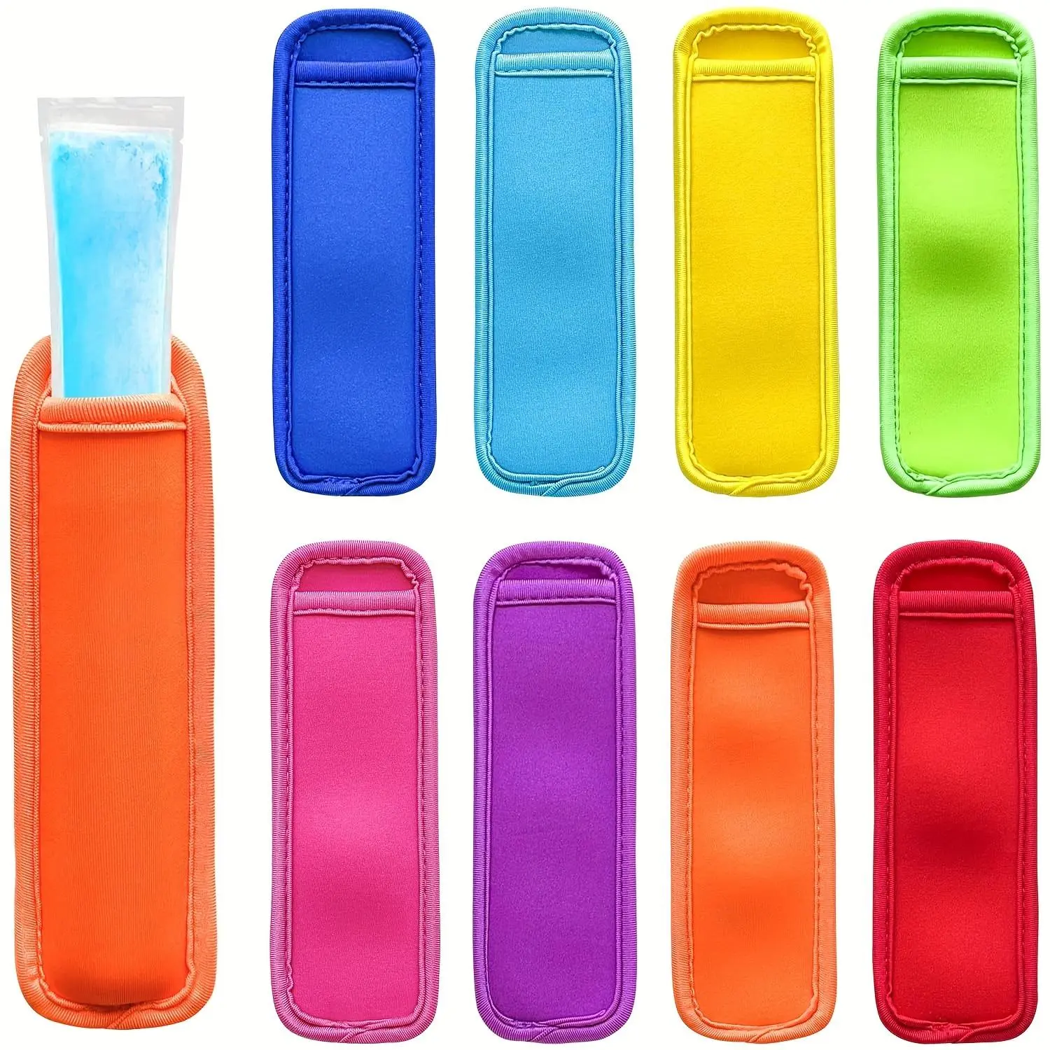 Ice Pop Sleeve, 8 Counts Set Reusable & Washable Popsicle Holder for Ice Cream, Freezer, Kitchen, Home & Restaurant Use, Kitchen Storage & Organization, Utensils, Kitchenware, Kitchen Gadgets
