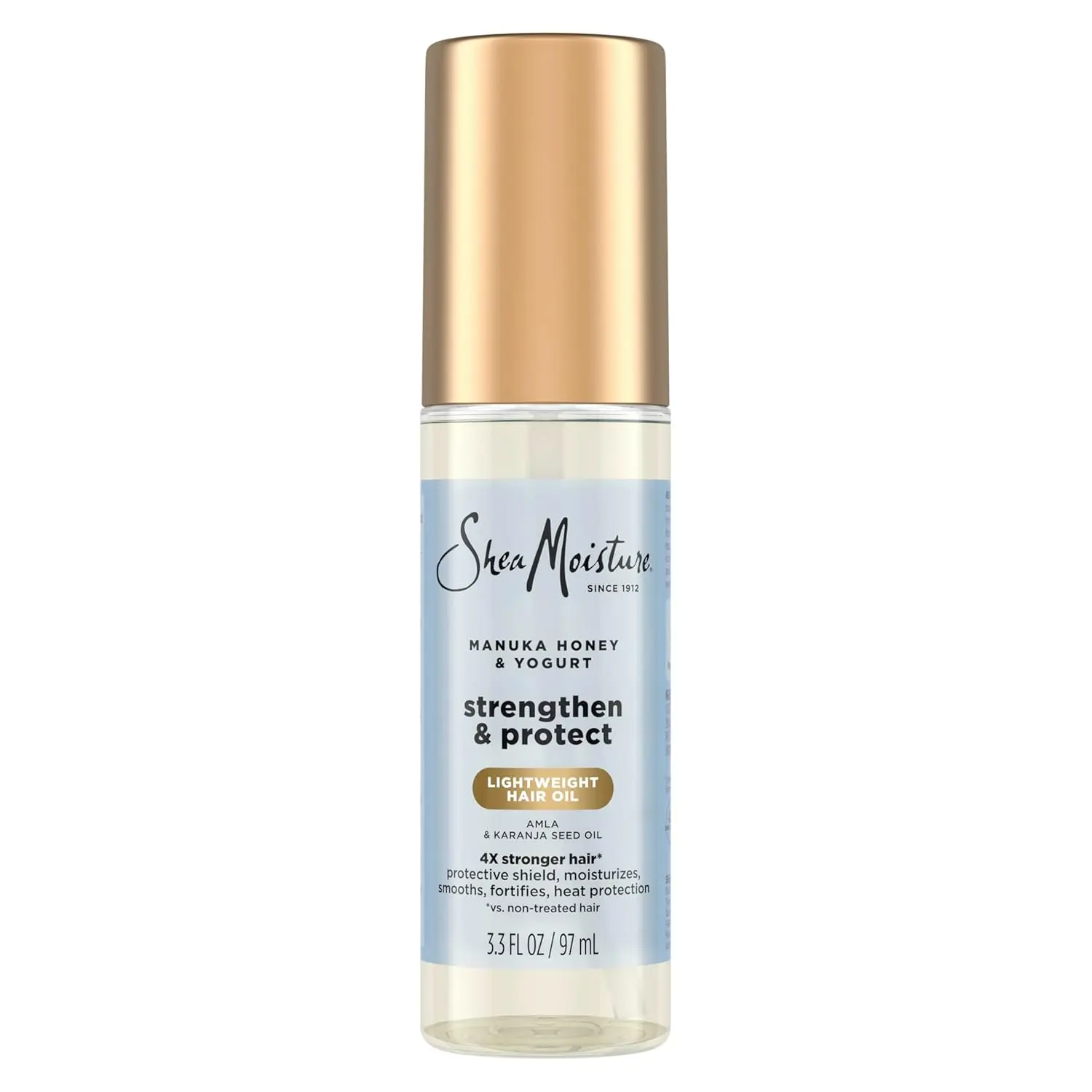 SheaMoisture Organic Lightweight Hair Oil with Manuka Honey & Yogurt, Cruelty-Free Hydrating Leave-In Treatment for Dry Hair - Frizz Control, Heat Protection, Antioxidant Amla Oil Blend, 3.3 fl oz Adult Haircare