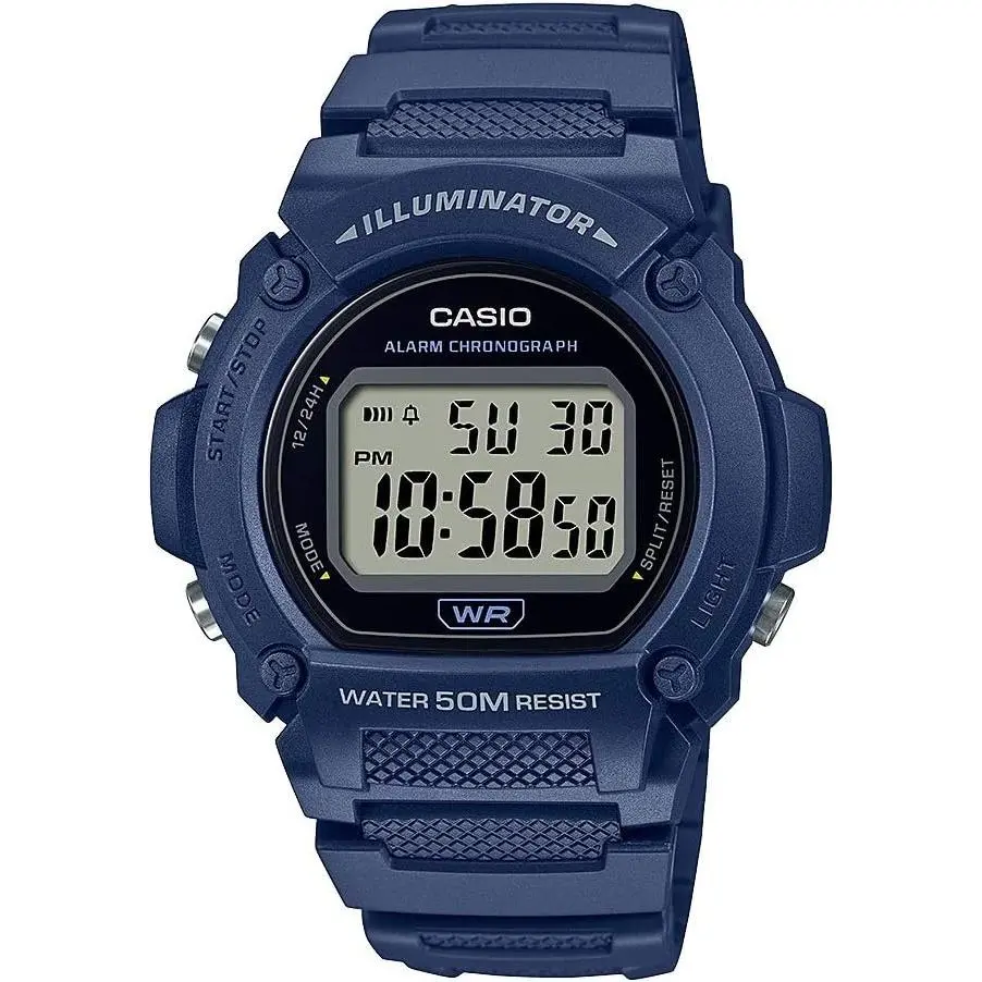 Casio W219H Series | Men’s Digital Watch | 50M WR | LED Illuminator | 100 SEC Chronograph | 1/100 SEC Stopwatch | Daily Alarm | Hourly Time Signal | Auto Calendar | 7 Year Battery