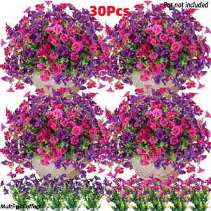30 Bunches of Vibrant Artificial Flowers - UV-resistant and Fade-resistant Floral Arrangement, Bright Multicolored Blooms, Suitable for Indoor/outdoor Decoration, Perfect for Home Gardens, Porches, and Parties, Artificial Outdoor Flowers