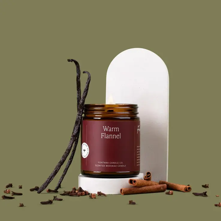 Fontana Candle Co. Scented Warm Flannel Jar Candle, Coconut Aroma, Cozy Home Decor, Room Fragrance Accessory