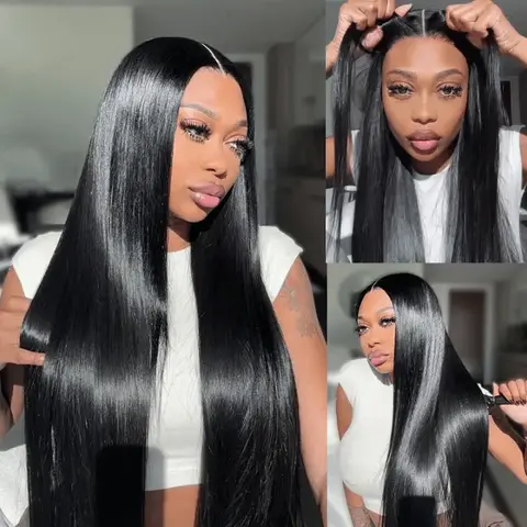 URody Wear And Go Glueless Human Hair Wigs Pre Plucked Pre Cut Straight Wigs Human Hair 13x6  Hd Lace Frontal Wigs For Women