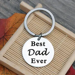 Father's Day Best Dad Ever Stainless Steel Keychain Minimalist Keychain Car Pendant