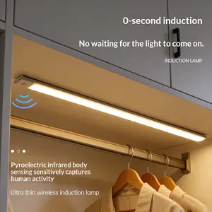 Night Light dark lighting with Auto-On Function 7.87 in. Silver Motion Sensor LED Light 3-Color Ultra-Thin Design Wireless Closet Cabinet Long Battery Life Magnetic Install