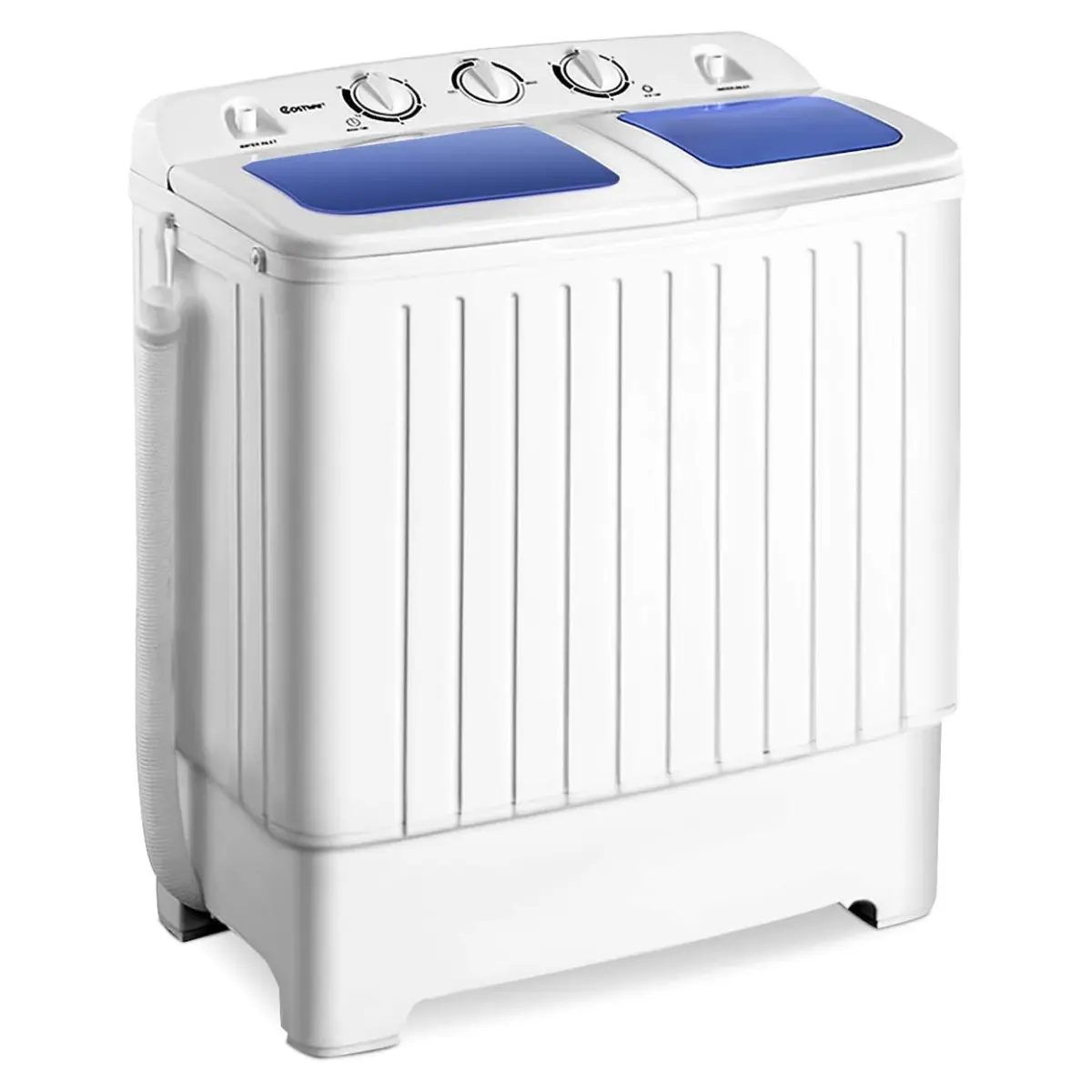 Costway Compact Twin Tub Washing Machine, Control Knobs, Timer Control, Built-in Pump Drain, Durable Design, Compact Laundry Washer for RV, Apartments and Dorms