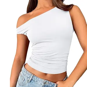 Womens Summer Tops Spring Off Shoulder T Shirts Going Out Crop Tank Top Fashion Clothes Workout Outfit Black Casual Comfort