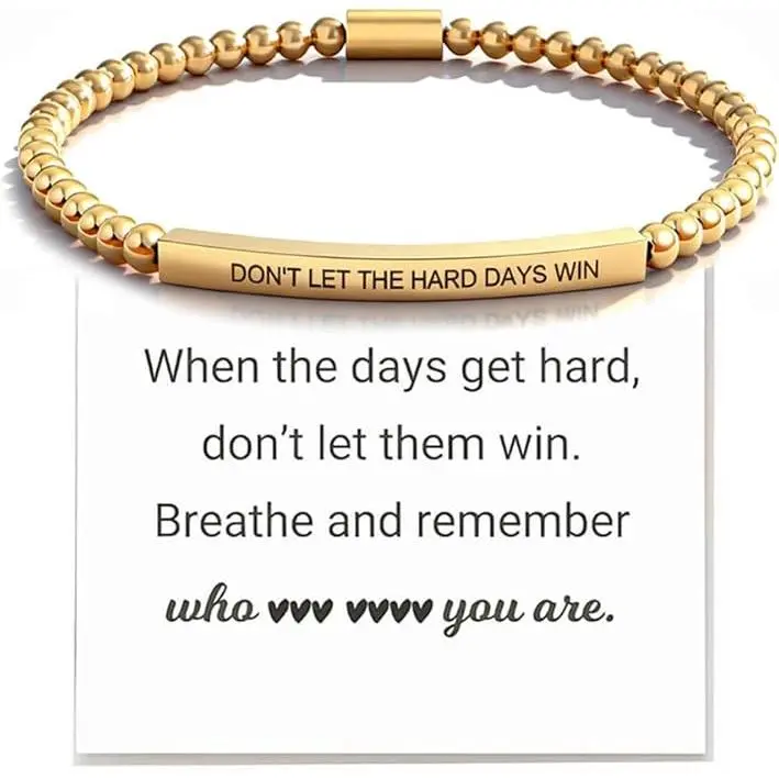 BloomWish S Dont Let The Hard Days Win Bracelet Inspirational Bracelets for Women Motivational Beaded Bracelets with Encouragement Card Anxiety Relief Items Inspirational Gifts for Women