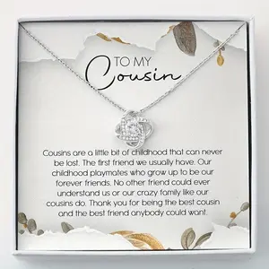 To My Cousin Love Knot Necklace, Exquisite Trendy Pendant Jewelry Anniversary Gifts for Birthday Graduation, Keepsake Message Card Box