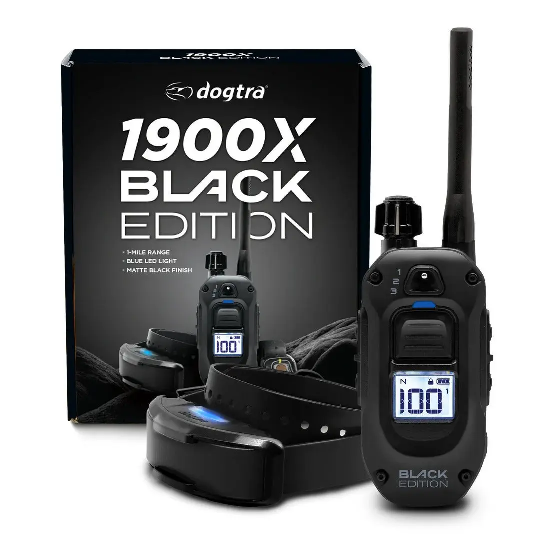 Dogtra 1900X Black Edition - 1 Mile - Remote Training E-Collar | Pet Behavior Training Aid- IPX9K Waterproof, USB Rechargeable, 0–100 Stimulation Levels with Boost & Lock, Tone & XPP Vibration - Expandable 3-Dog System
