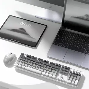 MOFii 1 Set Wireless Computer Keyboard and Mouse Combo, Stylish Grey-White Gradient, Dual-Mode Rechargeable, Compatible with Laptop, Desktop & Phone, US QWERTY Layout