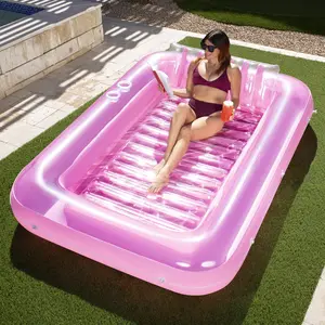 SLOOSH Inflatable L/XL Tanning Pool Lounger Float, 70" x 46" / 85" x 57" Pool Floats Adult with Pillow, 4 in 1 Suntan Tub Raft Floatie,Sunbathing Bed Lounge for Water Blow Up Ball Pit Party Gifts Father's Day Gifts TikTokShopSummerTurnup