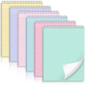gisgfim 6 Pcs Pastel Top Bound Spiral Notebooks 8.5" x 11" College Ruled Aesthetic Legal Pad Top Spiral Steno Pads Colored Paper Assorted Covers Spiral Notebook for Writing School Office Supplies