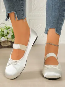Women's Fashionable Vintage Mary Jane Ballet Flats, Spring & Fall New Round Toe Slip-On Satin Shoes, Comfortable Daily Wear Footwear