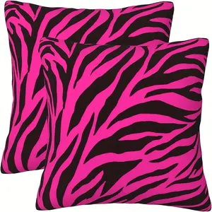 2pcs-Vibrant Hot Pink Zebra Print Throw Pillow Covers, Vibrant Zebra Pattern, Home Décor Products, Home Decor Accent, Cushion Cover Decoration for Couch Sofa, Room Decor and Bedroom Decor, Single Sided Printing, No Pillow Core